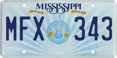 MS license plate MFX343