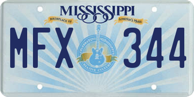 MS license plate MFX344