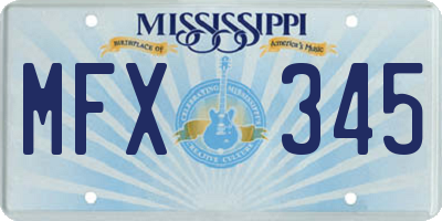 MS license plate MFX345