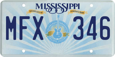 MS license plate MFX346