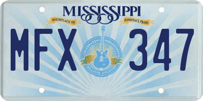MS license plate MFX347