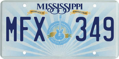 MS license plate MFX349