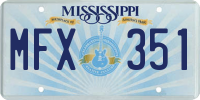 MS license plate MFX351