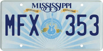 MS license plate MFX353