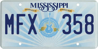MS license plate MFX358