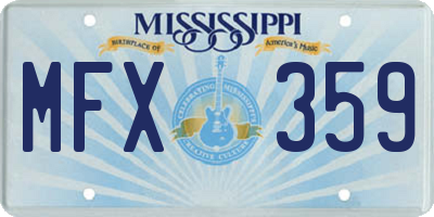 MS license plate MFX359