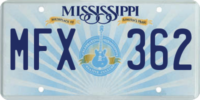 MS license plate MFX362