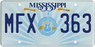 MS license plate MFX363