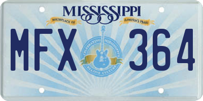 MS license plate MFX364