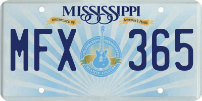 MS license plate MFX365