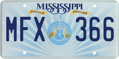 MS license plate MFX366