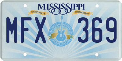 MS license plate MFX369