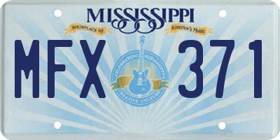 MS license plate MFX371