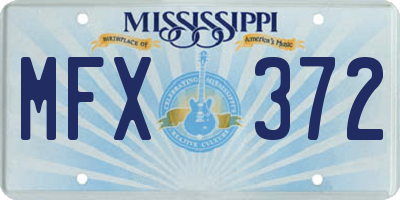 MS license plate MFX372