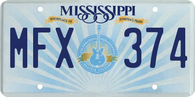 MS license plate MFX374