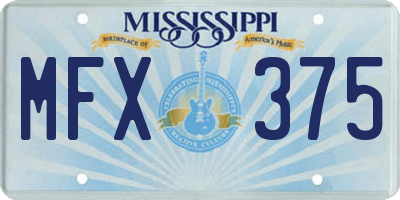 MS license plate MFX375