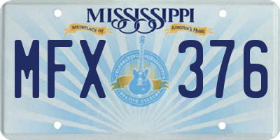 MS license plate MFX376