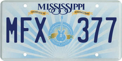 MS license plate MFX377