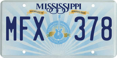 MS license plate MFX378