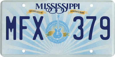 MS license plate MFX379