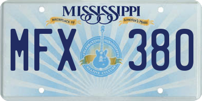 MS license plate MFX380