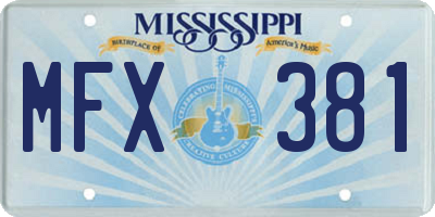 MS license plate MFX381