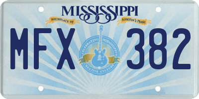 MS license plate MFX382