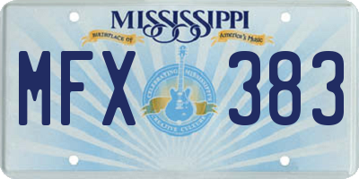 MS license plate MFX383