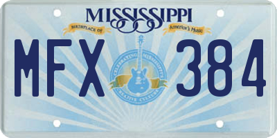 MS license plate MFX384