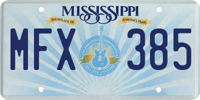 MS license plate MFX385