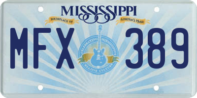 MS license plate MFX389