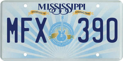 MS license plate MFX390