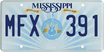 MS license plate MFX391