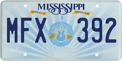 MS license plate MFX392