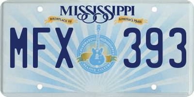 MS license plate MFX393