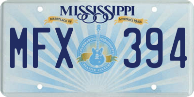 MS license plate MFX394