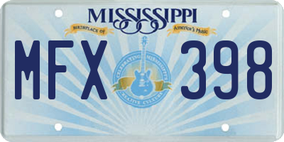 MS license plate MFX398