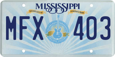 MS license plate MFX403