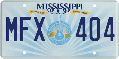 MS license plate MFX404