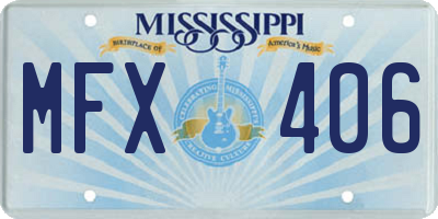 MS license plate MFX406