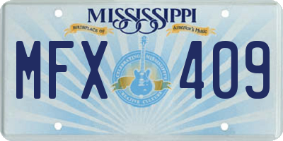 MS license plate MFX409