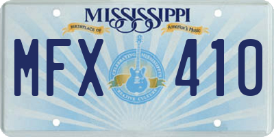 MS license plate MFX410