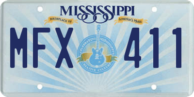 MS license plate MFX411