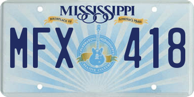 MS license plate MFX418