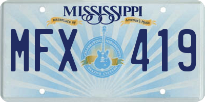 MS license plate MFX419