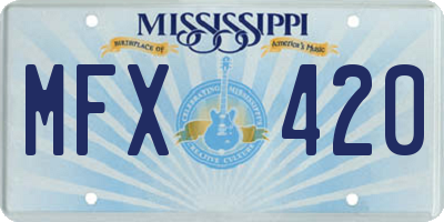 MS license plate MFX420