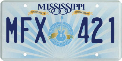 MS license plate MFX421