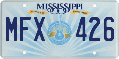 MS license plate MFX426