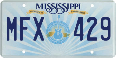 MS license plate MFX429