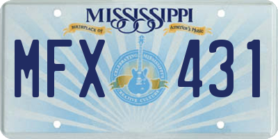 MS license plate MFX431